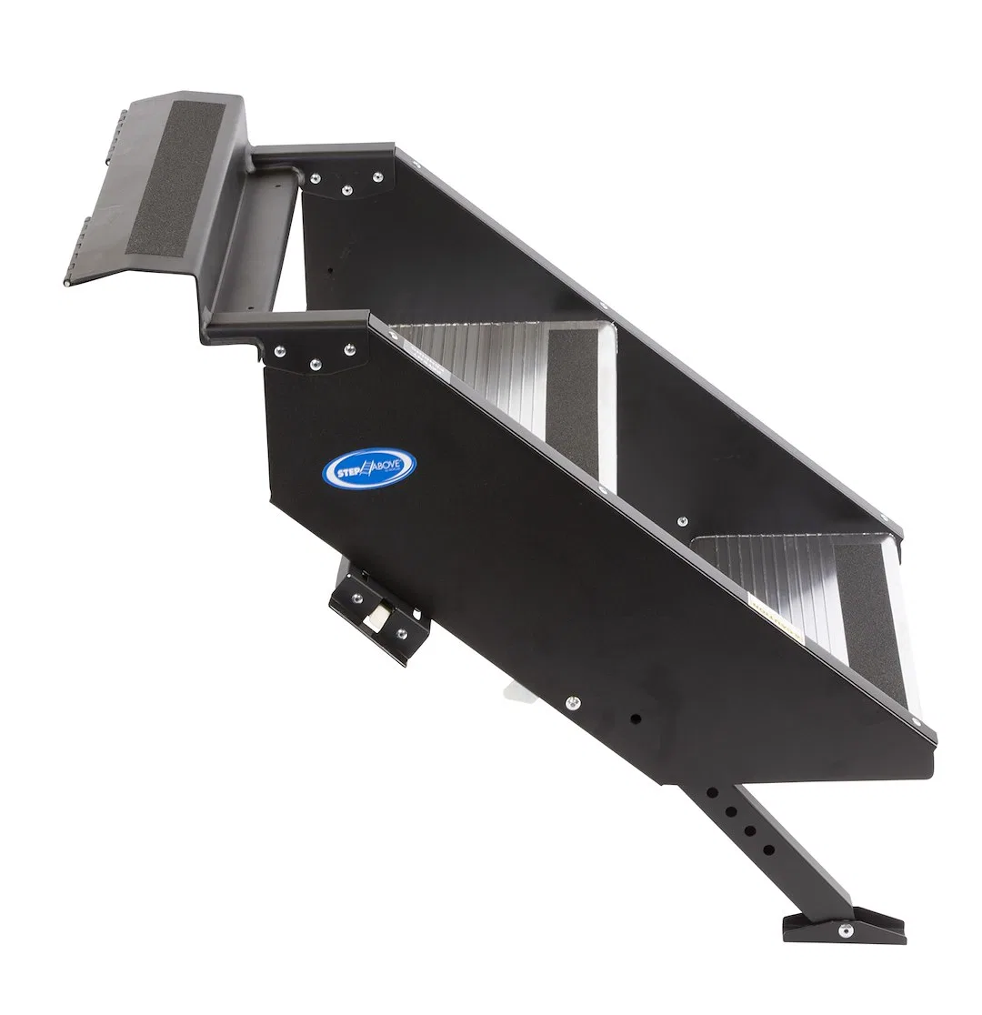 STP-202 – MOR/RYDE Entry Step, 2 Manual Folding Steps Threshold Height Of 25 Inch To 29 Inch With 9 Inch Rise 500 Pou...